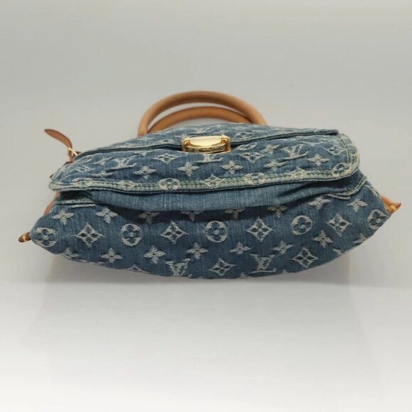 LOUIS VUITTON Monogram Denim Flat Shopper Tote Bag Blue - Picture 5 of 14
